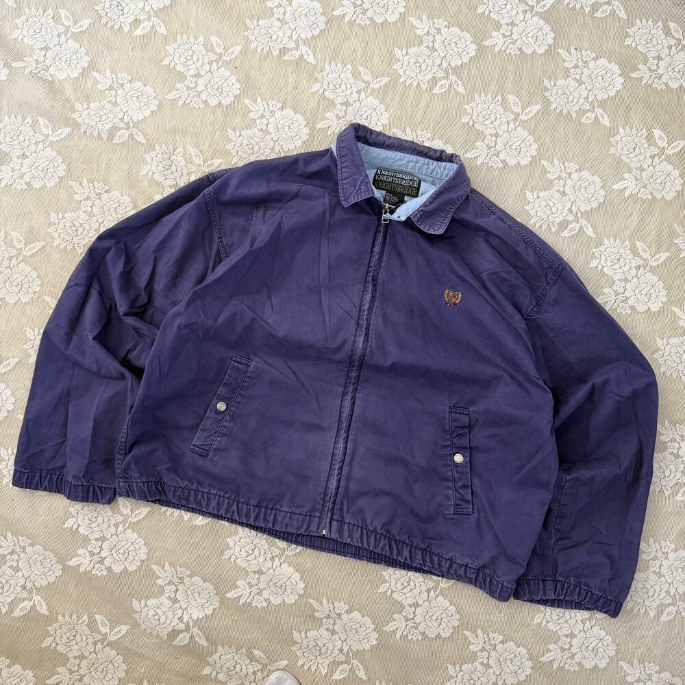 Vintage 90s Knightsbridge Purple Cotton Harrington Jacket Size Large